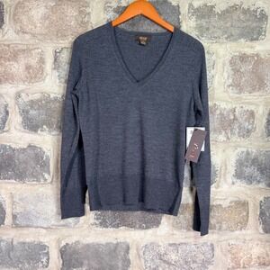 Victor Alfaro Baruffa Extrafine Merino Wool V-Neck Sweater Gray Mens M Preppy